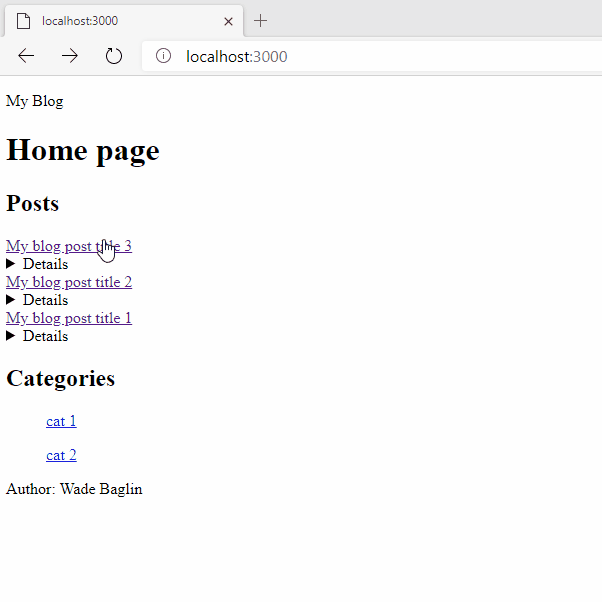 demo of showing blog posts