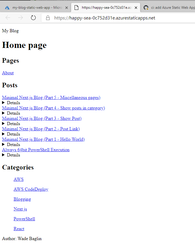 My blog running on an Azure hosted static web app
